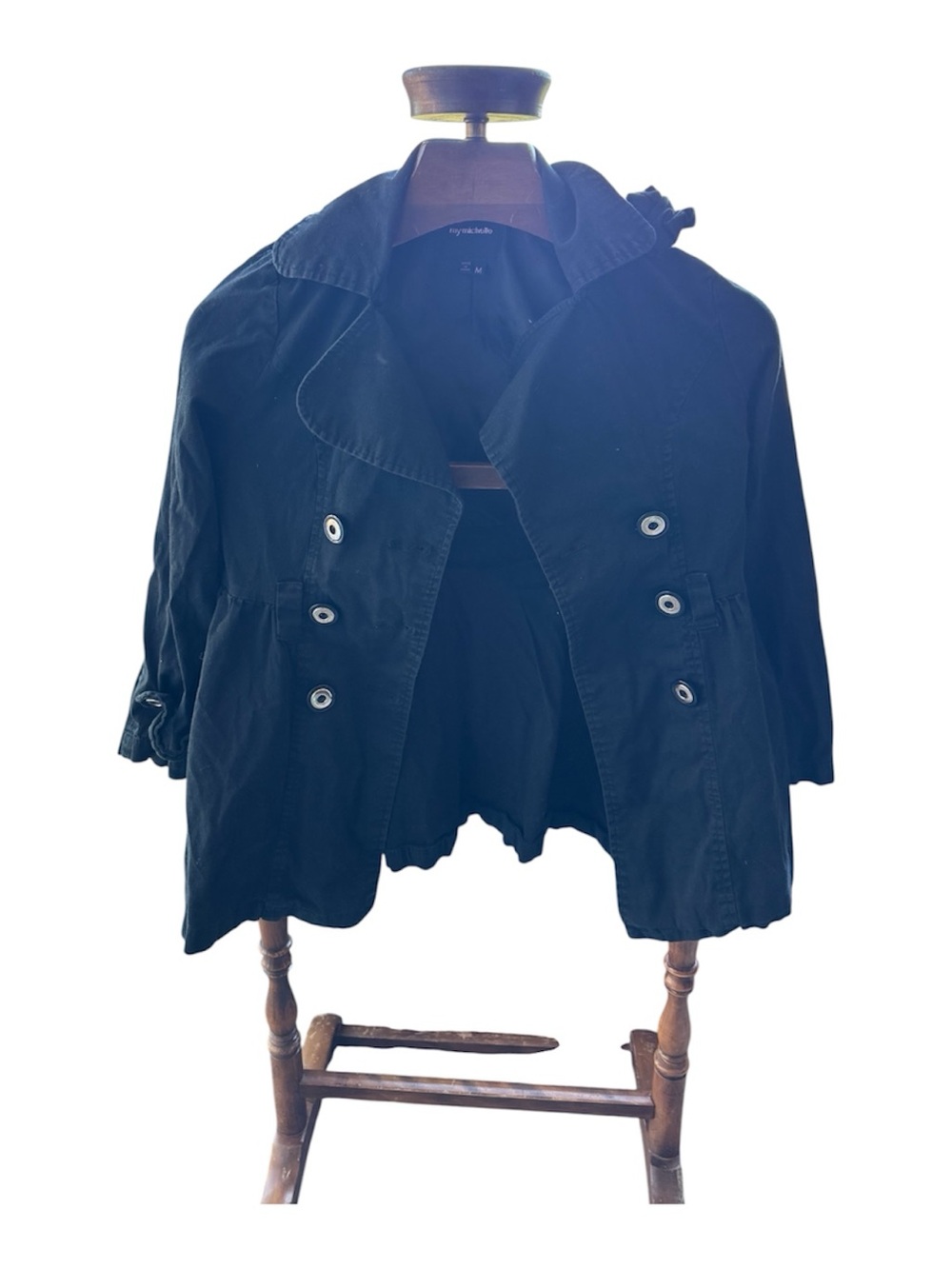 My Michelle Black Pea Coat for Kids - Double-Breasted Short Jacket